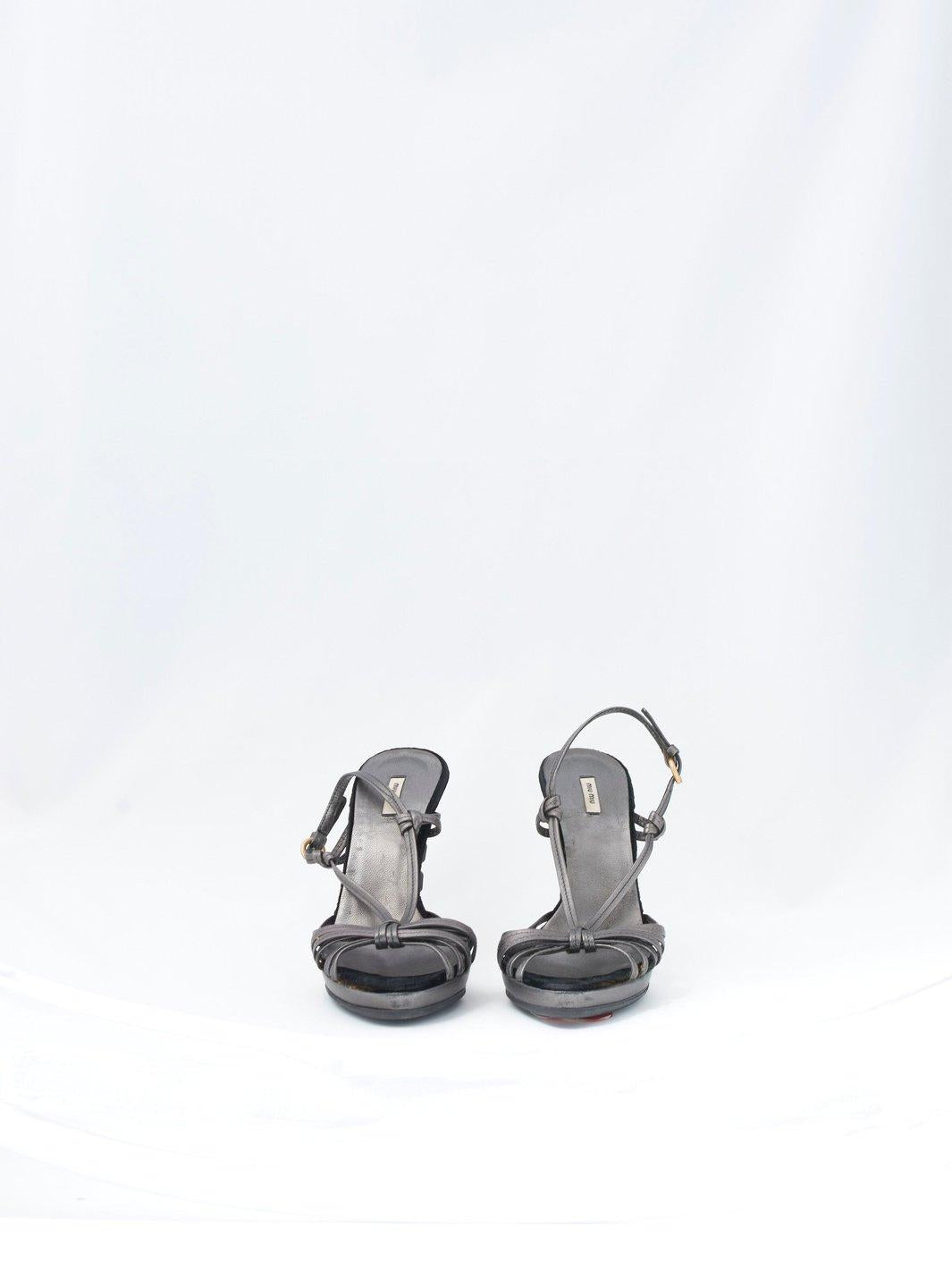 2010 Miu Miu grey sandals with jewelled heel W22052151  Miu Miu 
