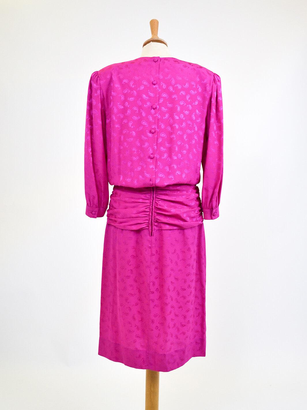 Maggy London by Jeannene Booher fuchsia silk dress, 80s W22041103  Maggy London 