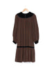 Yves Saint Laurent anni '70 in seta marrone con maniche a sbuffo