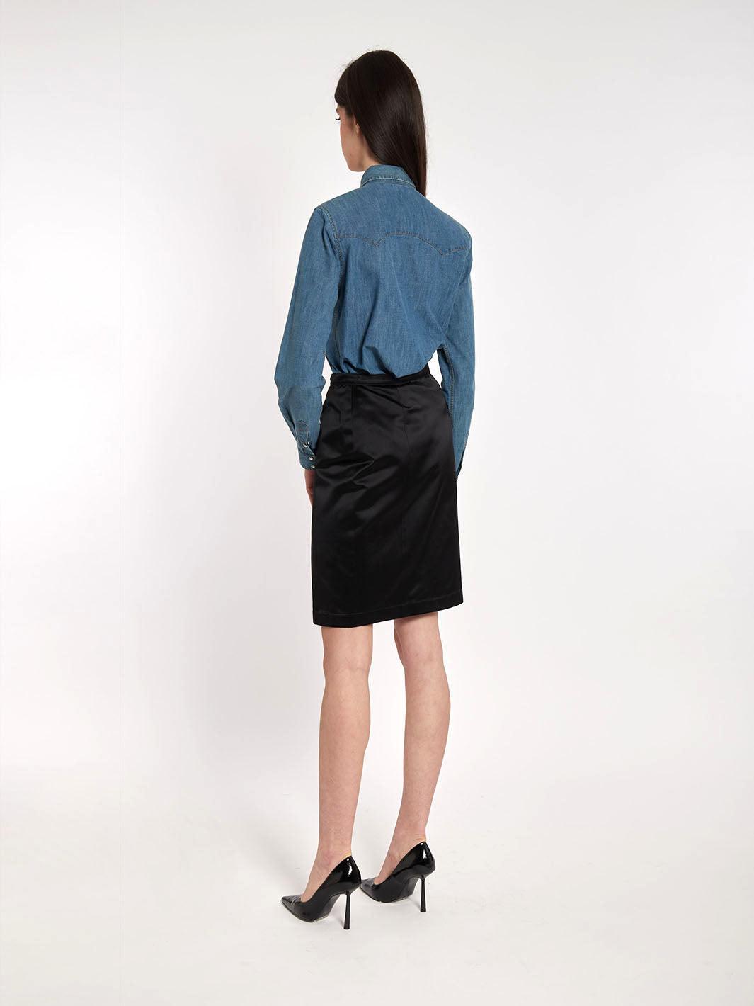1990s Black Thierry Mugler pencil skirt in silk and cotton M1601902  Thierry Mugler 