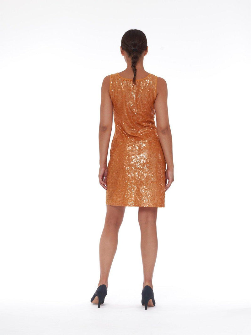 2010 Parosh sleeveless dress with orange sequins W22060903  Parosh 