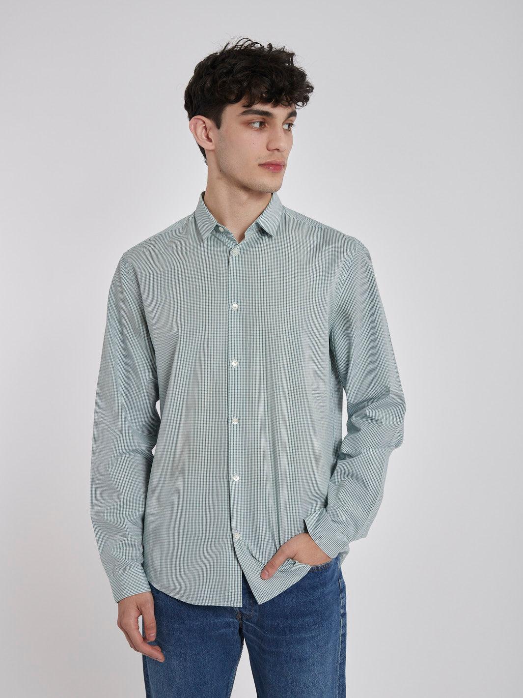 2010 long sleeve cotton Cos shirt with green check pattern W22032507  Cos 
