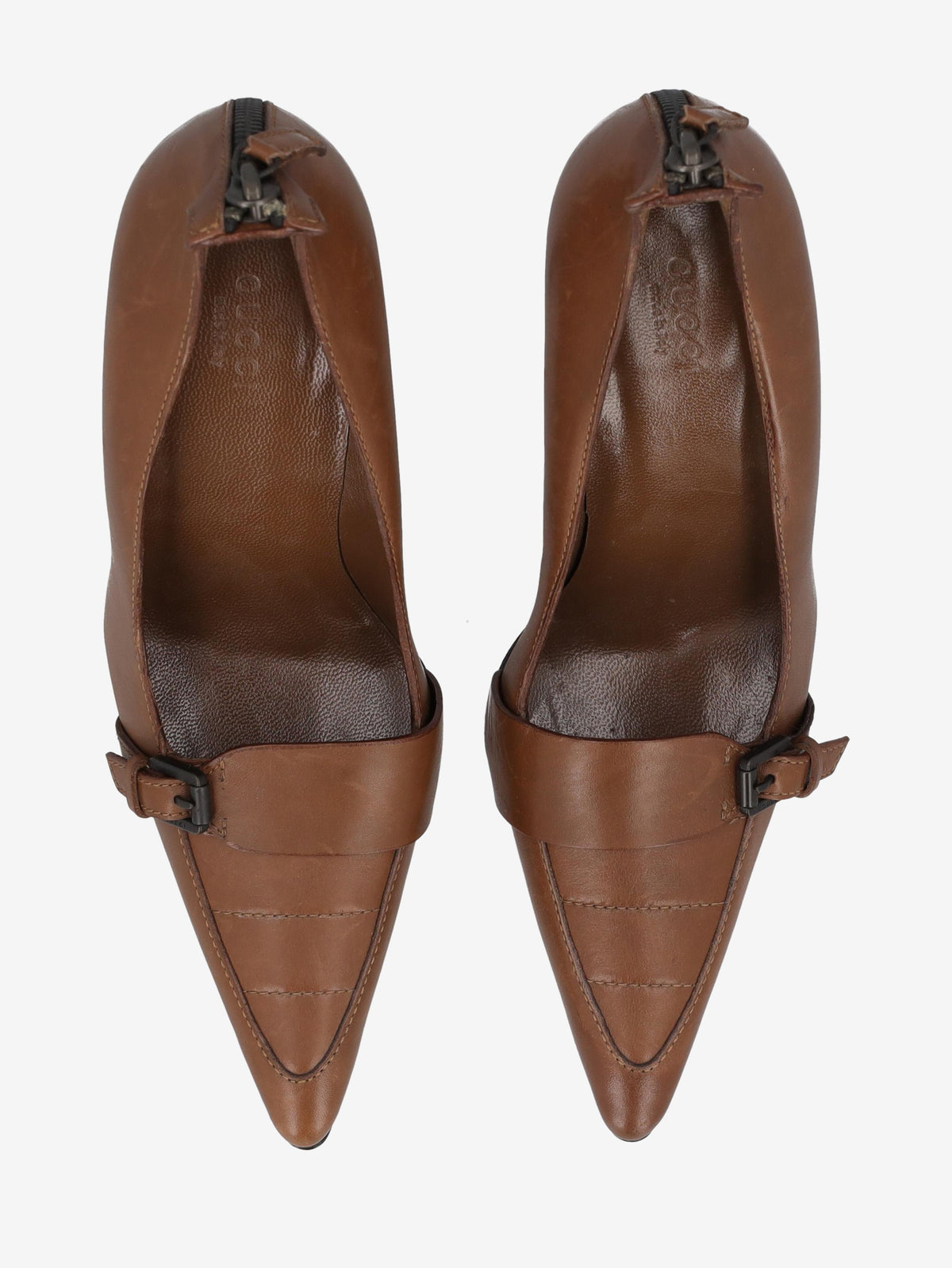 Gucci Leather Buckle Pointy-toe Pumps W170326.5  Gucci 