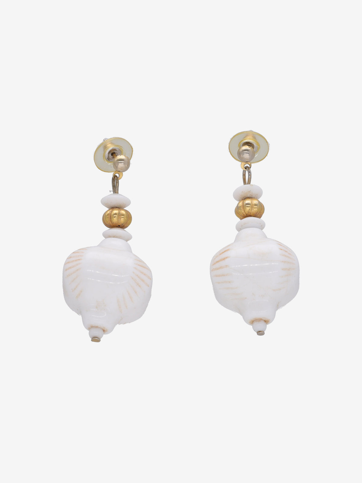 Vintage White Plastic Lantern-Shaped Earrings W13426.16  Vintage 