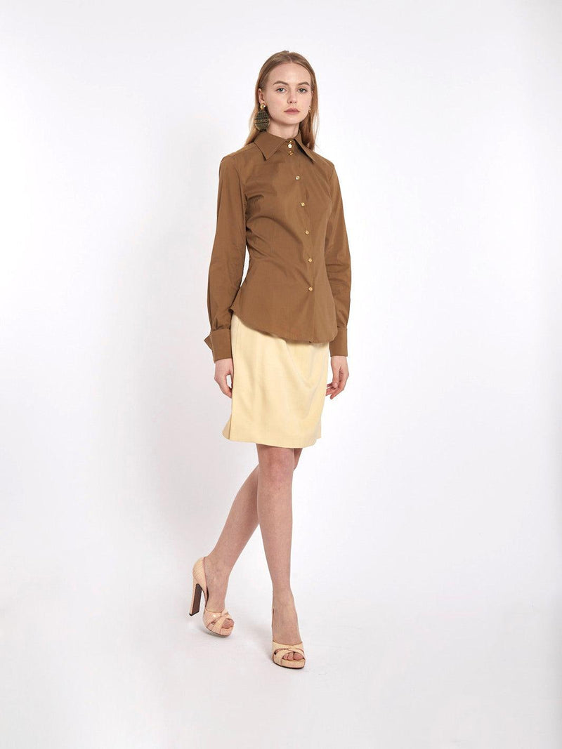 1990s silk cream-coloured skirt with side fastening by Genny BR004512  Genny 
