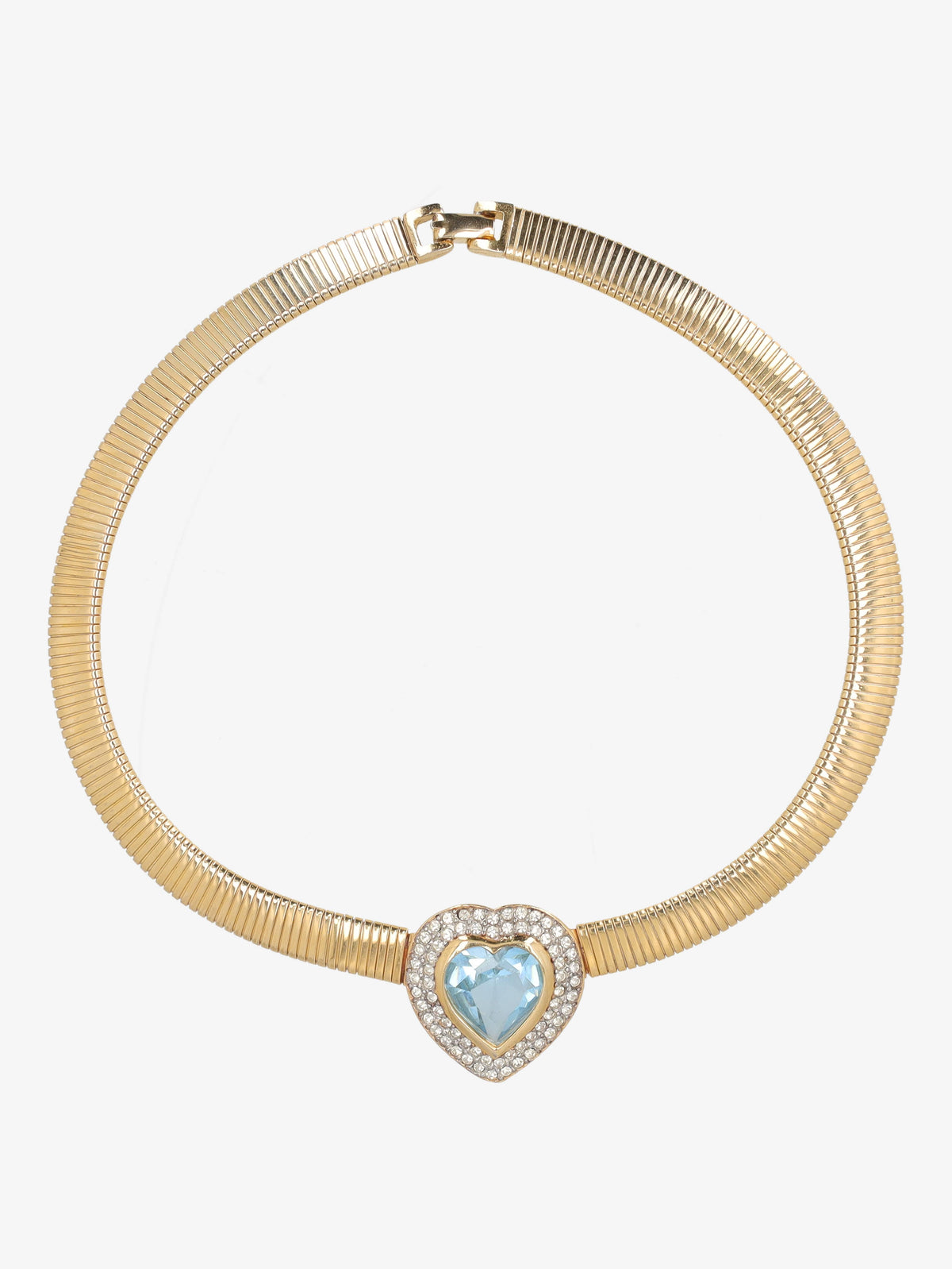 Kenneth Jay Lane Acquamarine Heart Necklace CVR24.1.141  Kenneth Jay Lane 