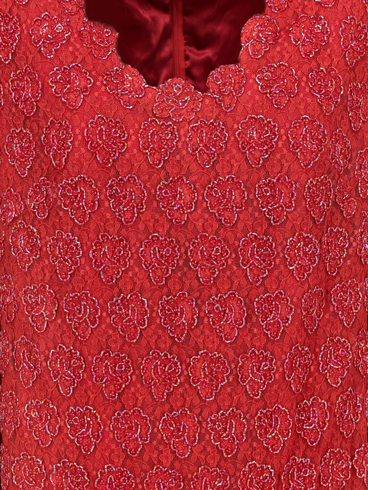 Vintage Red Lace and Beaded Maxi Dress W130426_3  Vintage 