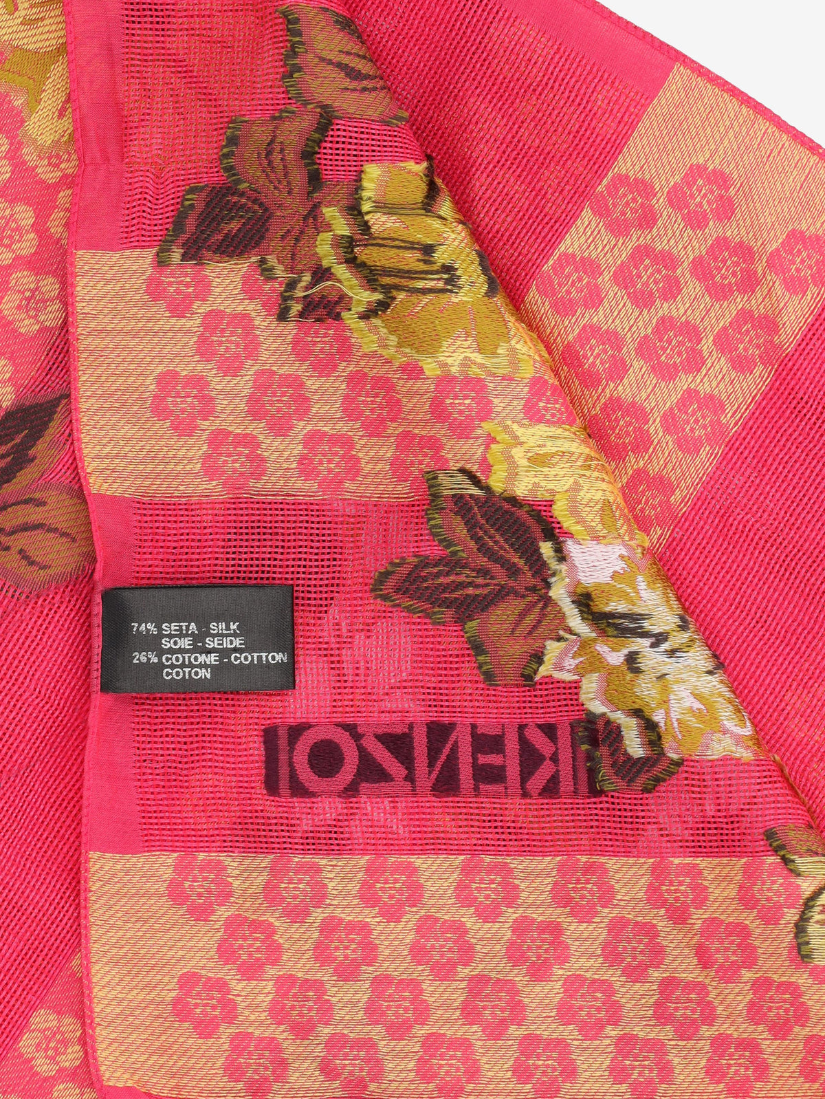 Kenzo Large Silk Scarf with Floral Embroidered Motif W27526.72  Kenzo 