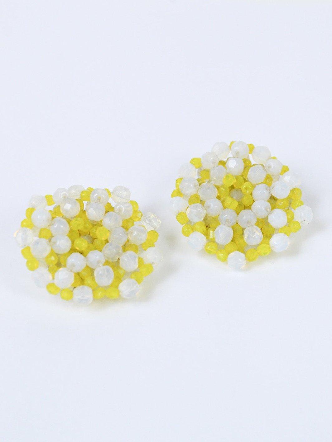 1980s clip earrings with yellow and white cristals W22051807  Vintage 