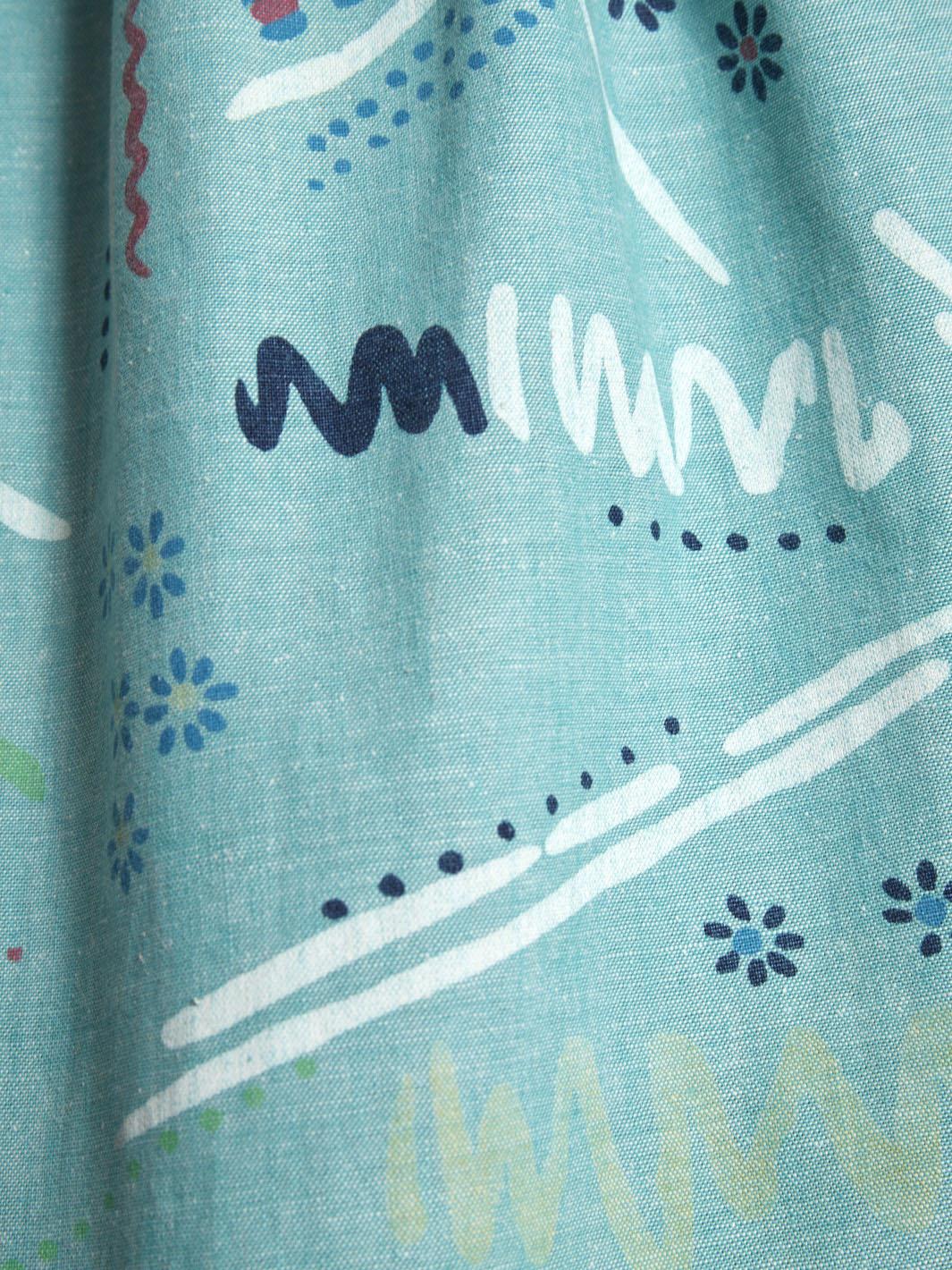 Gonna midi ispirata agli anni '50 in cotone verde acqua con motivo astratto