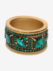 Gianfranco Ferré Gold Maxi Bracelet With Green Rhinestones
