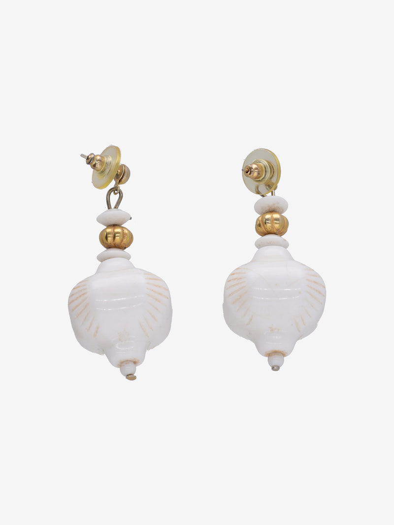 Vintage White Plastic Lantern-Shaped Earrings W13426.16  Vintage 