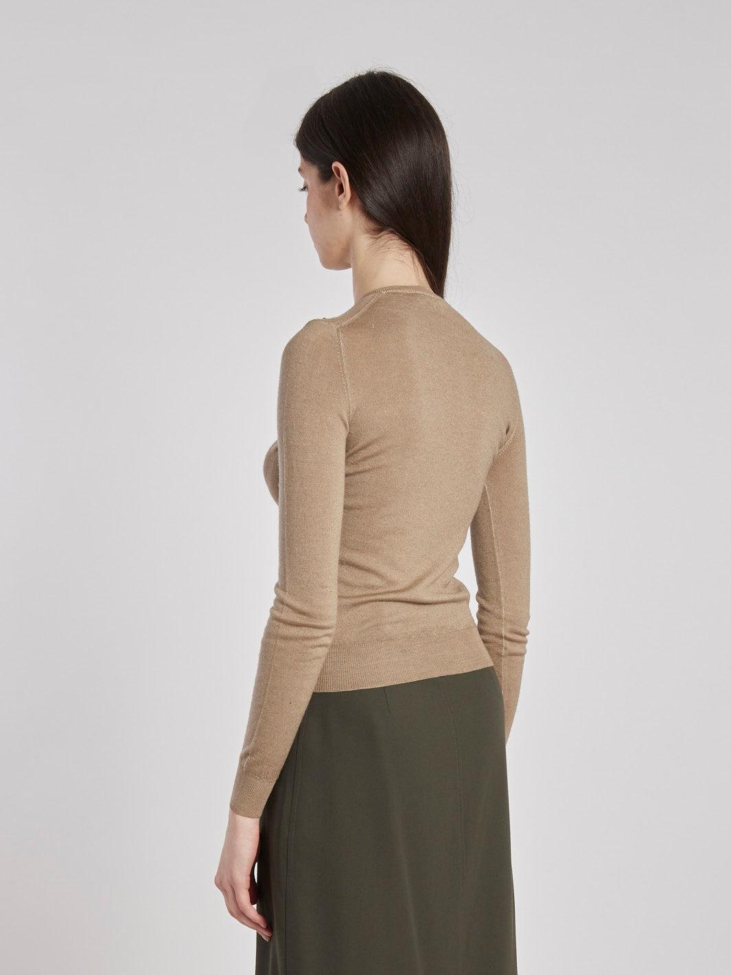 Y2K Prada taupe-coloured wool sweater with strass embroidery MR226662  Prada 