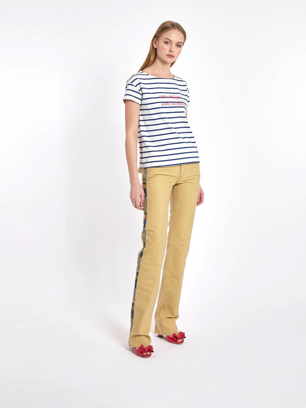 Y2K short sleeve marinière t-shirt customised by cavalli e Nastri 0503221B  Cavalli e Nastri 