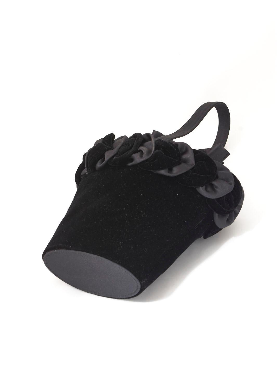 Black velvet bucket bag W22090901  Vintage 