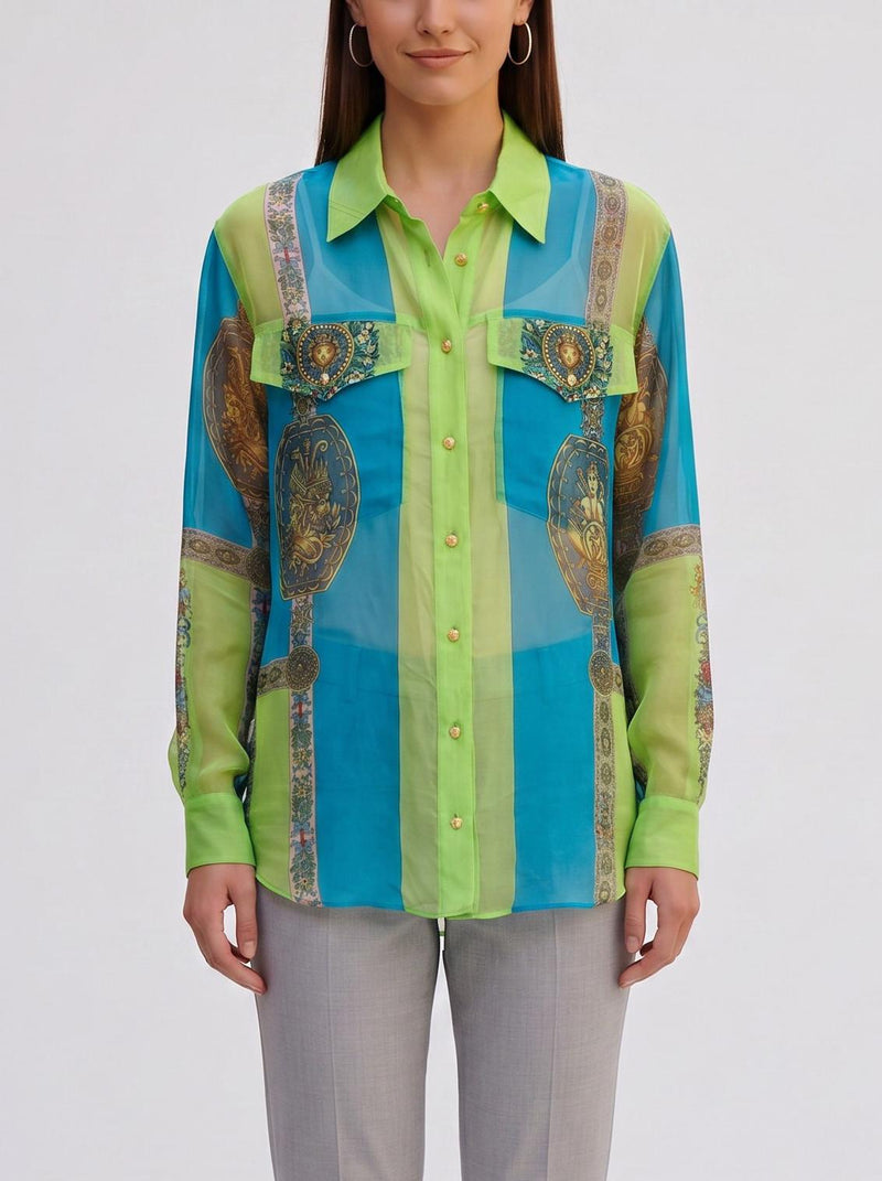 Versus Versace 1990s Shirt in Silk Organza MR205443  Versace 