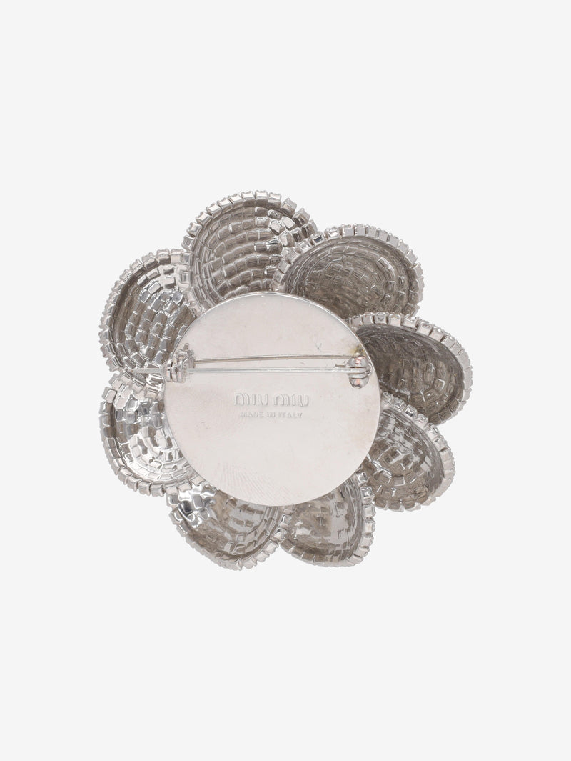 Miu Miu Crystal and Faux Pearl Flower Brooch W13426.87  Miu Miu 