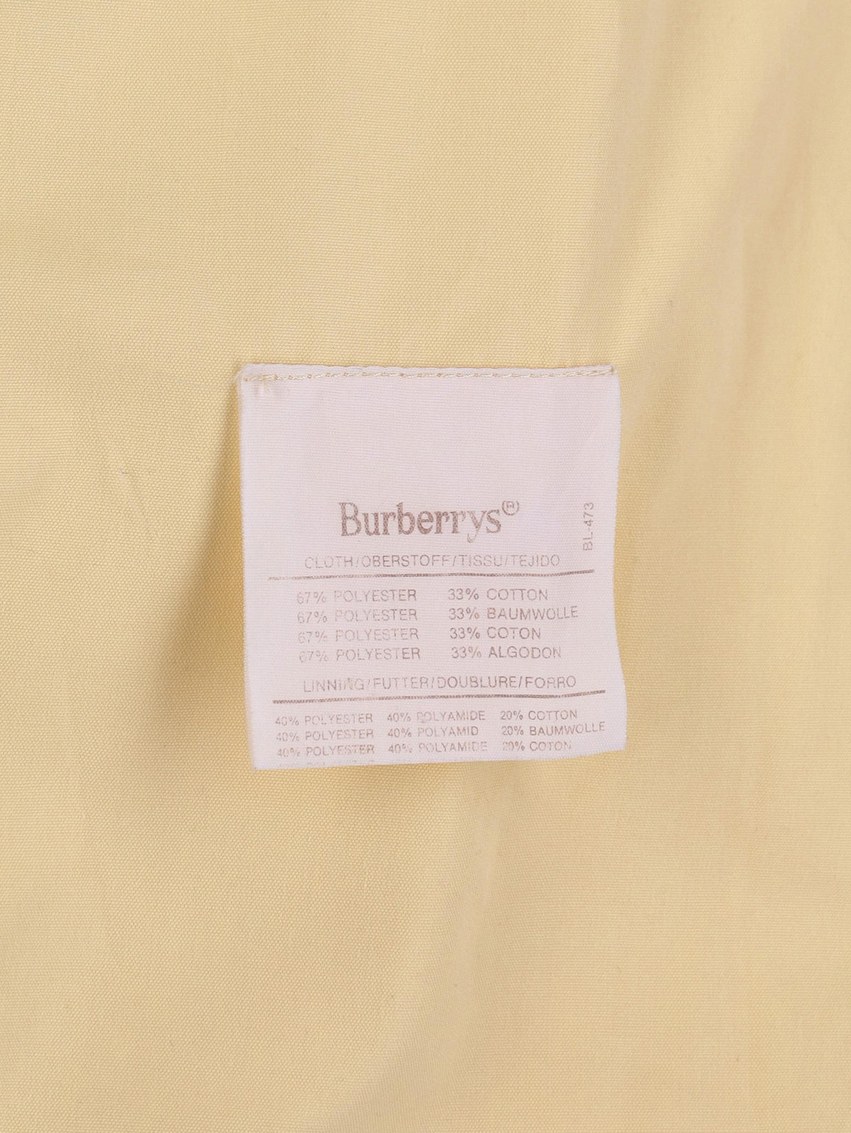 Burberrys' Yellow Trench Jacket MU250527.74  Burberry 