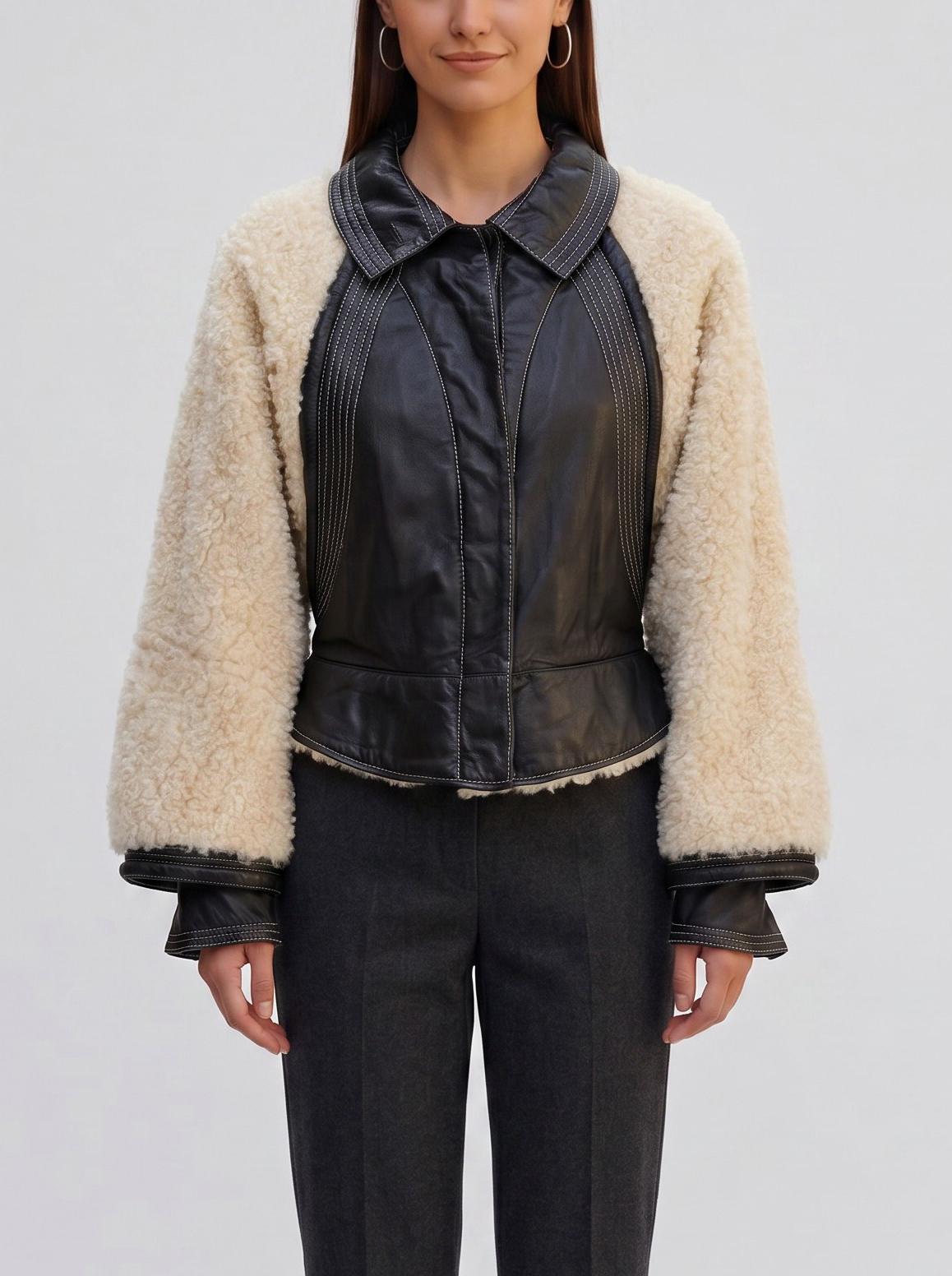 Gianfranco Ferré Jacket in Leather and Shearling wcv10043.11  Gianfranco Ferré 