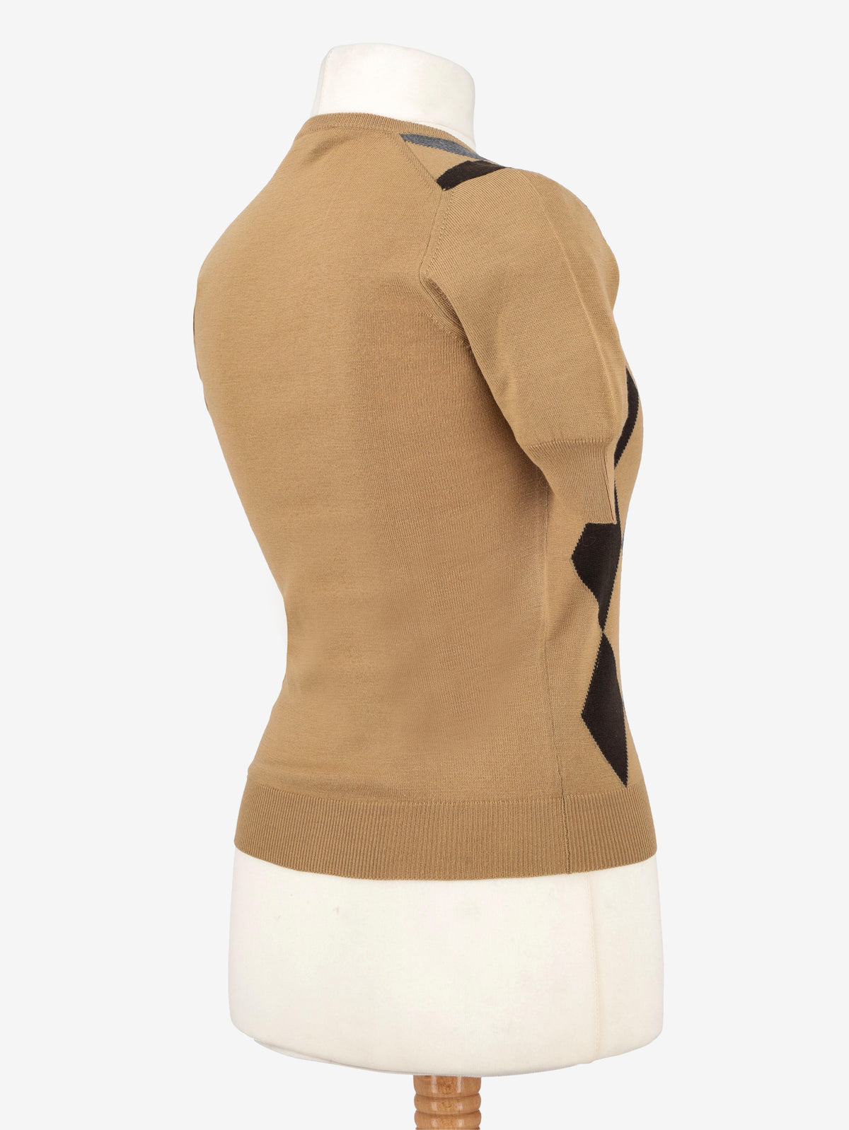 Prada Short-Sleeved Wool Argyle Sweater W02122025.1  Prada 