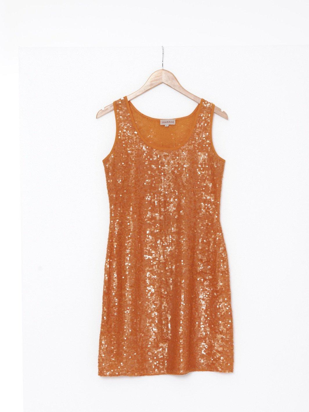 2010 Parosh sleeveless dress with orange sequins W22060903  Parosh 