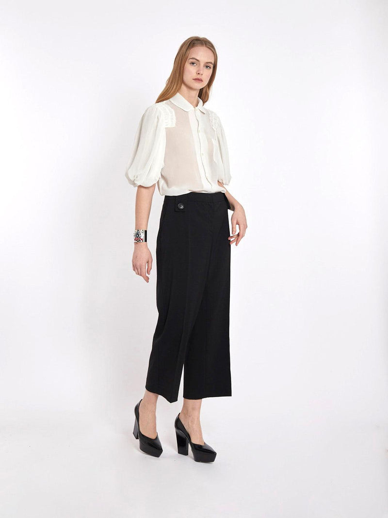 Y2K Prada black cropped woollen pants with buttons on the front W2203177  Prada 