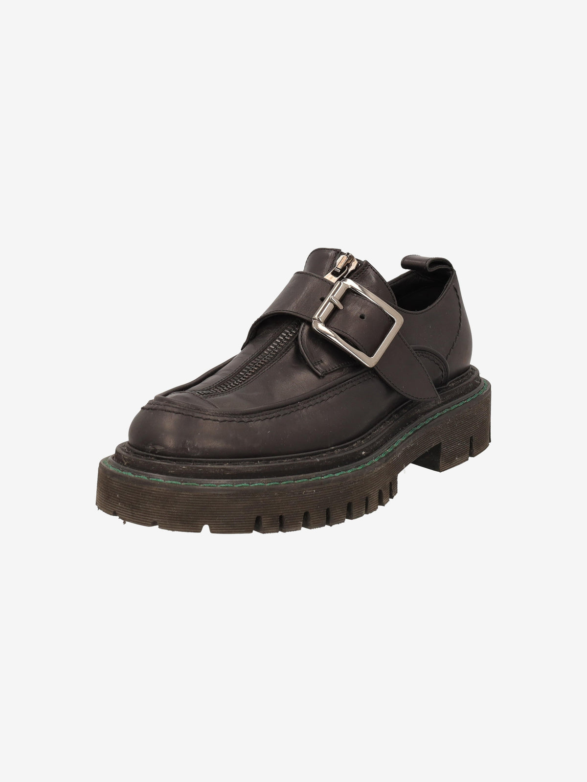 N°21 Loafers in Black Leather with Zipper Detail MU260321.53  N°21 