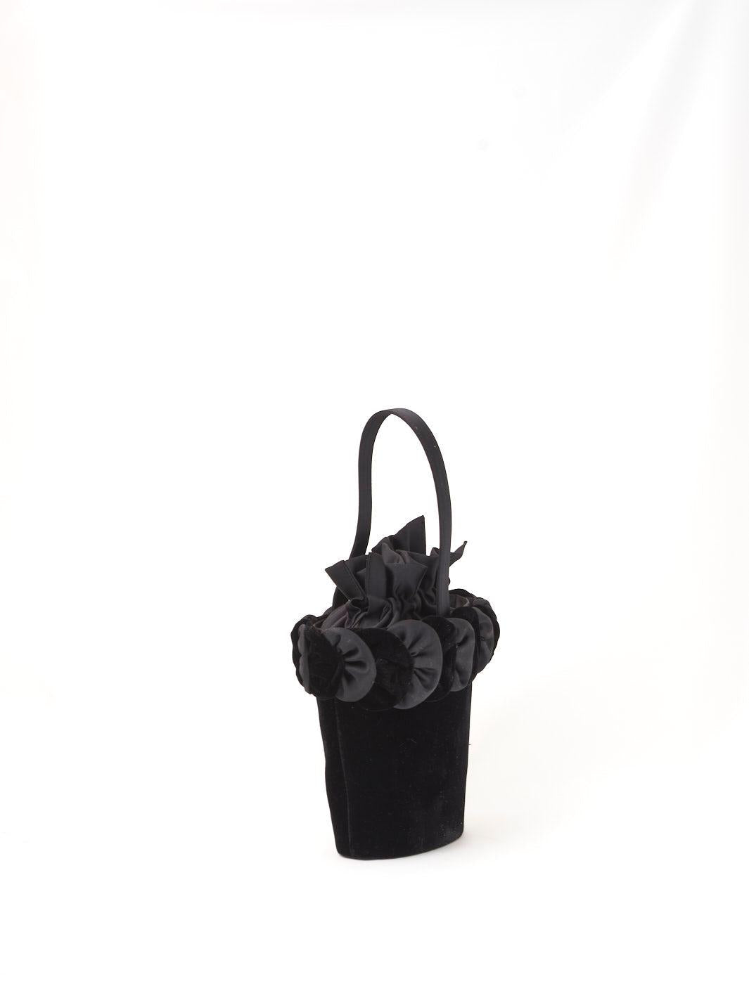 Black velvet bucket bag W22090901  Vintage 