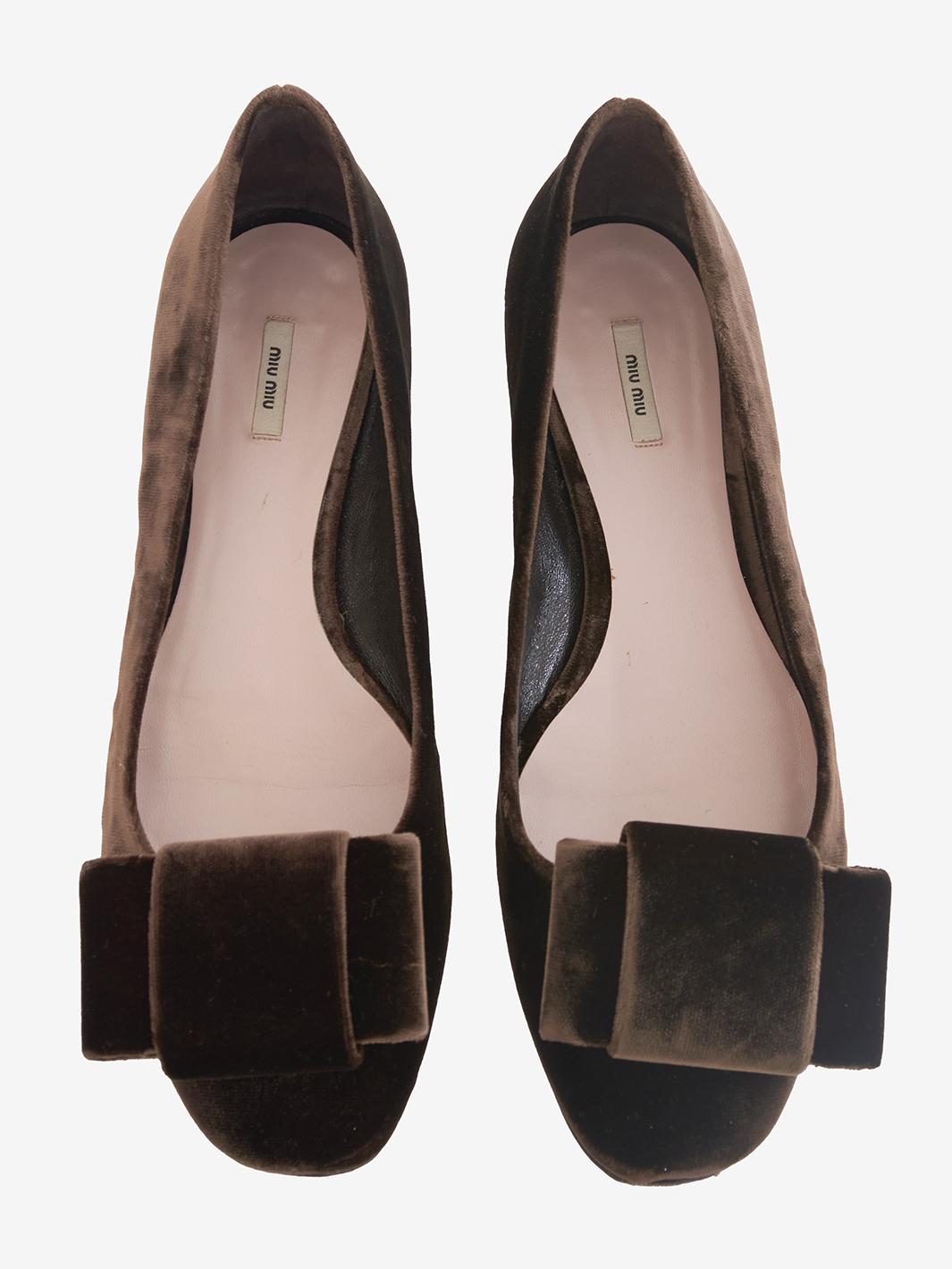Miu Miu Brown Velvet Ballerina