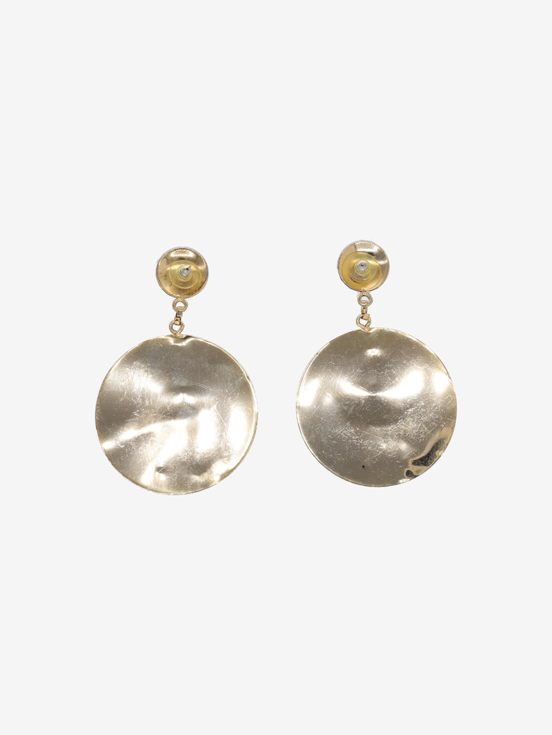 Vintage Double Hoop Drop Earrings with Floral Detail W13426.55  Vintage 