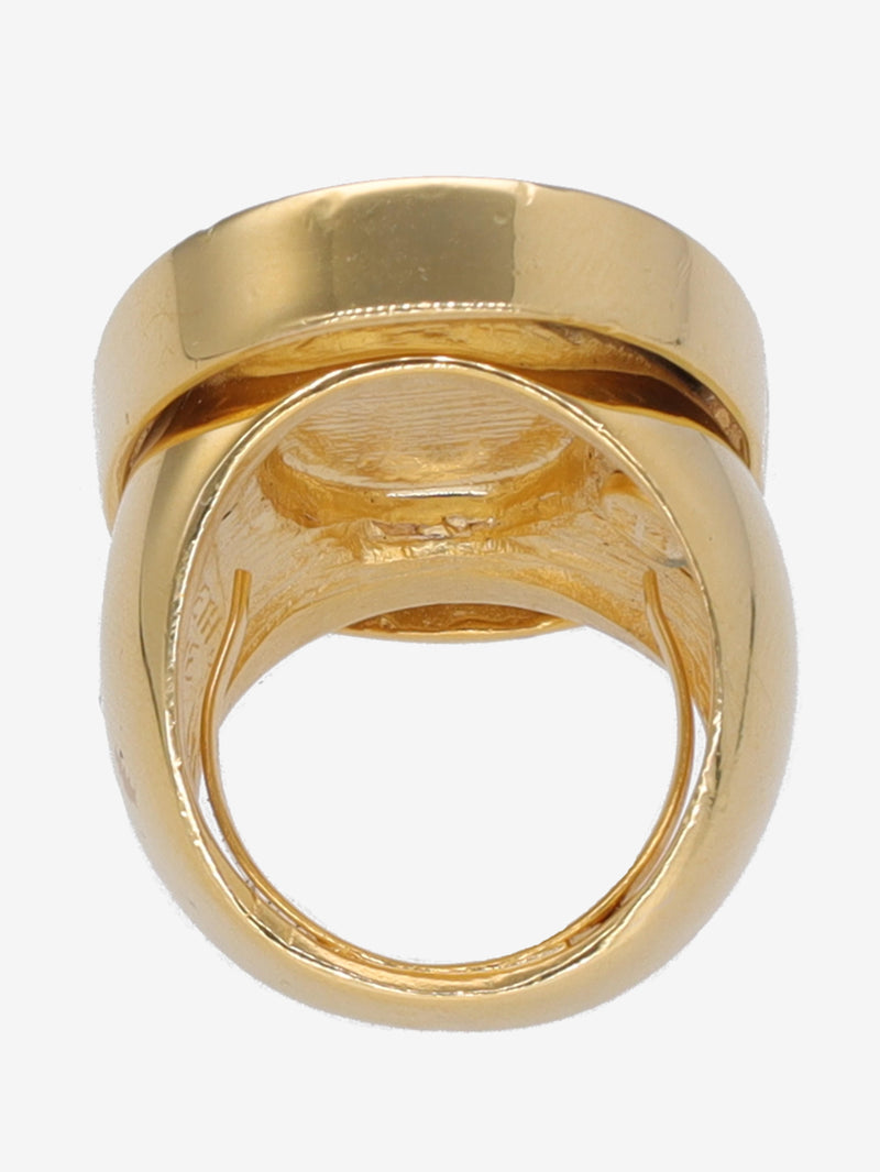 Kenneth Jay Lane White Enamelled Oval Ring CVR24.1.146  Kenneth Jay Lane 