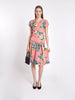1940s day dress in pink rayon with wildflower print E1000387  Vintage 