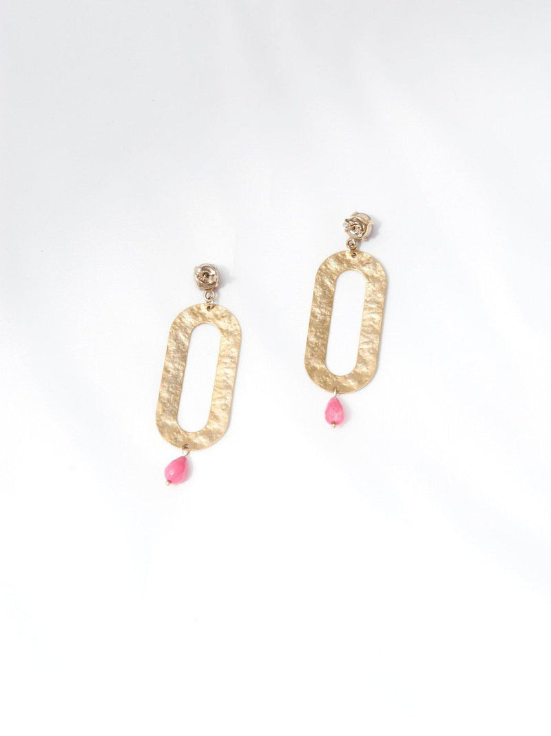 1980s Enrico Coveri golden earrings with pink hard stone W22062135  Enrico Coveri 