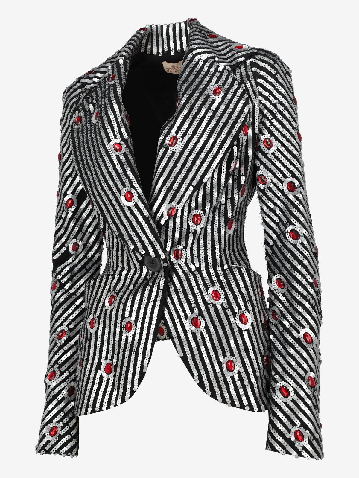 Structured Sequin Stripe Blazer with Ruby Cabochons - Archival Vivienne Westwood AR141  Vivienne Westwood 