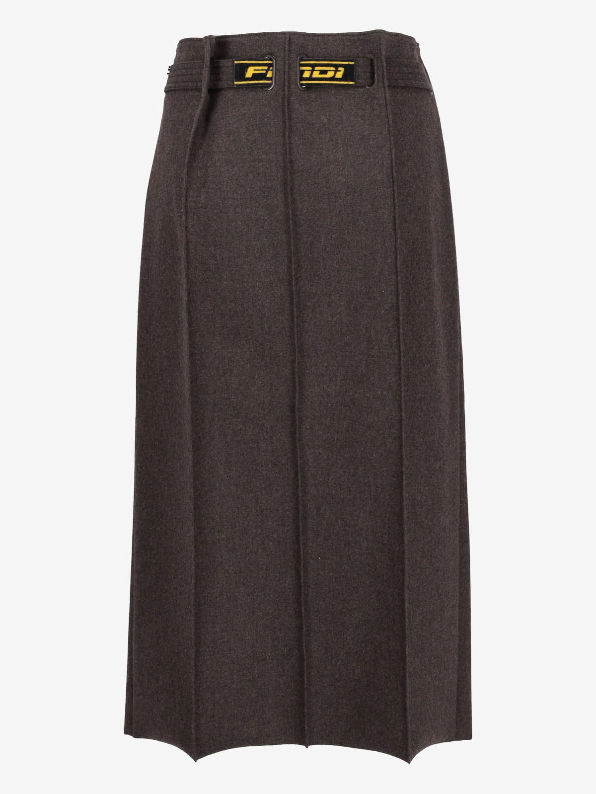 Fendi Wool Blend Long Skirt with Logo Belt CVM26.1.10  Fendi 
