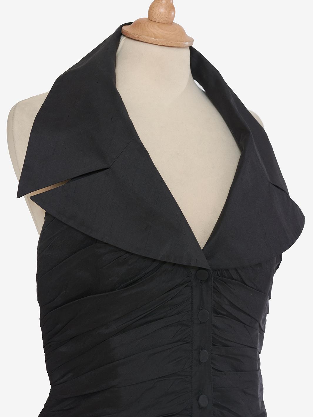 Vintage black silk satin top