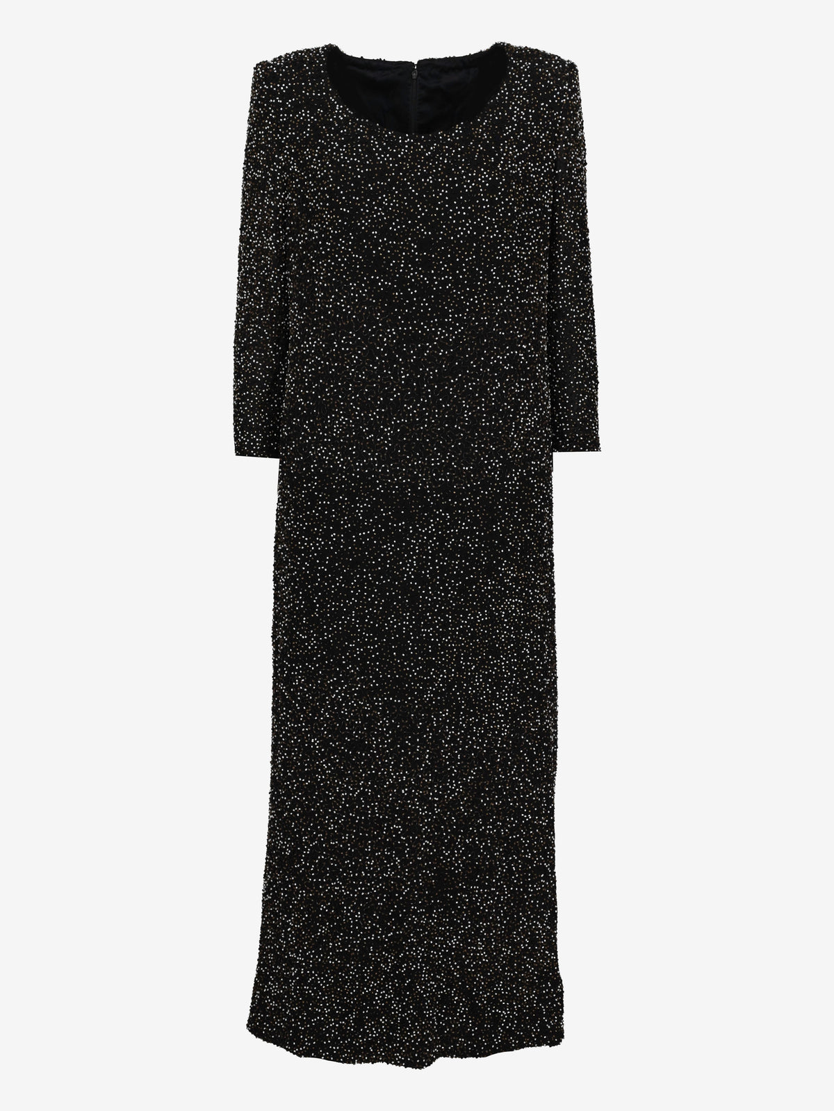 Vintage Beaded Midi Dress with Padded Shoulders W130426_1  Vintage 