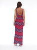 1990s long fuchsia jersey dress with striped pattern W22052003  Vintage 