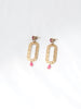 1980s Enrico Coveri golden earrings with pink hard stone W22062135  Enrico Coveri 