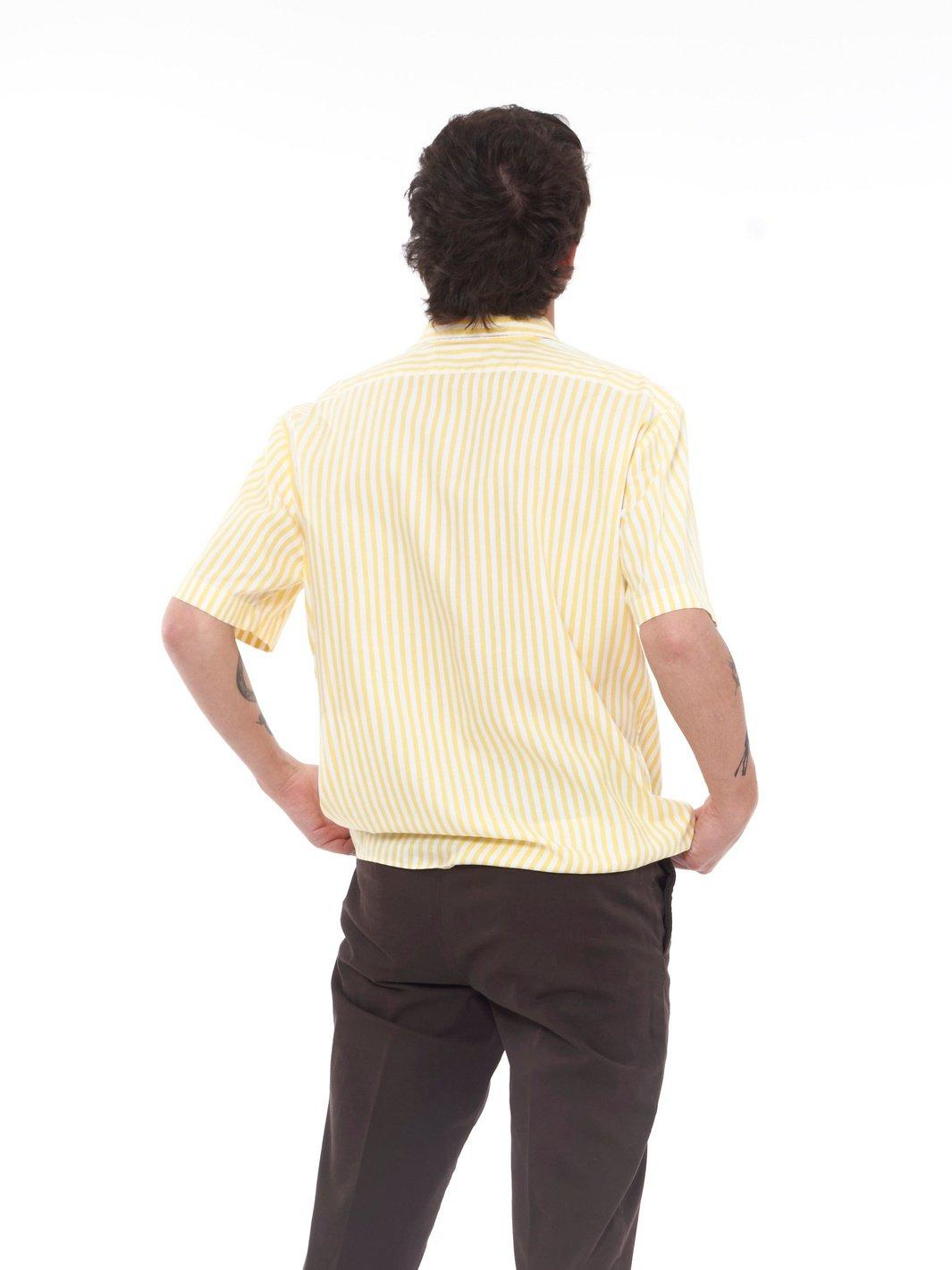 Y2K Short-sleeved summer shirt with white and yellow stripes W22072801  Vintage 