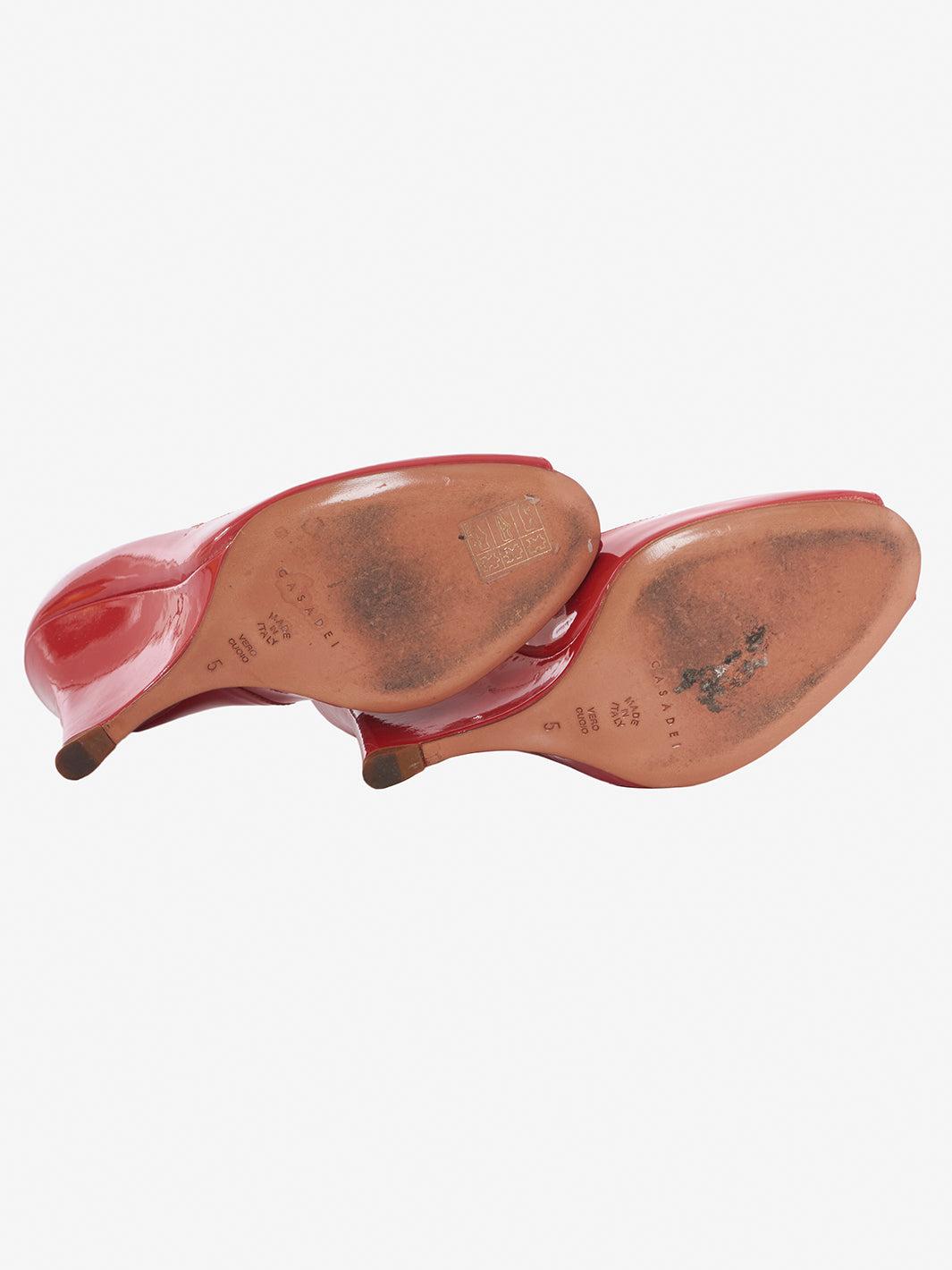 Casadei red patent leather open toe wedge CVM22.81.2  Casadei 