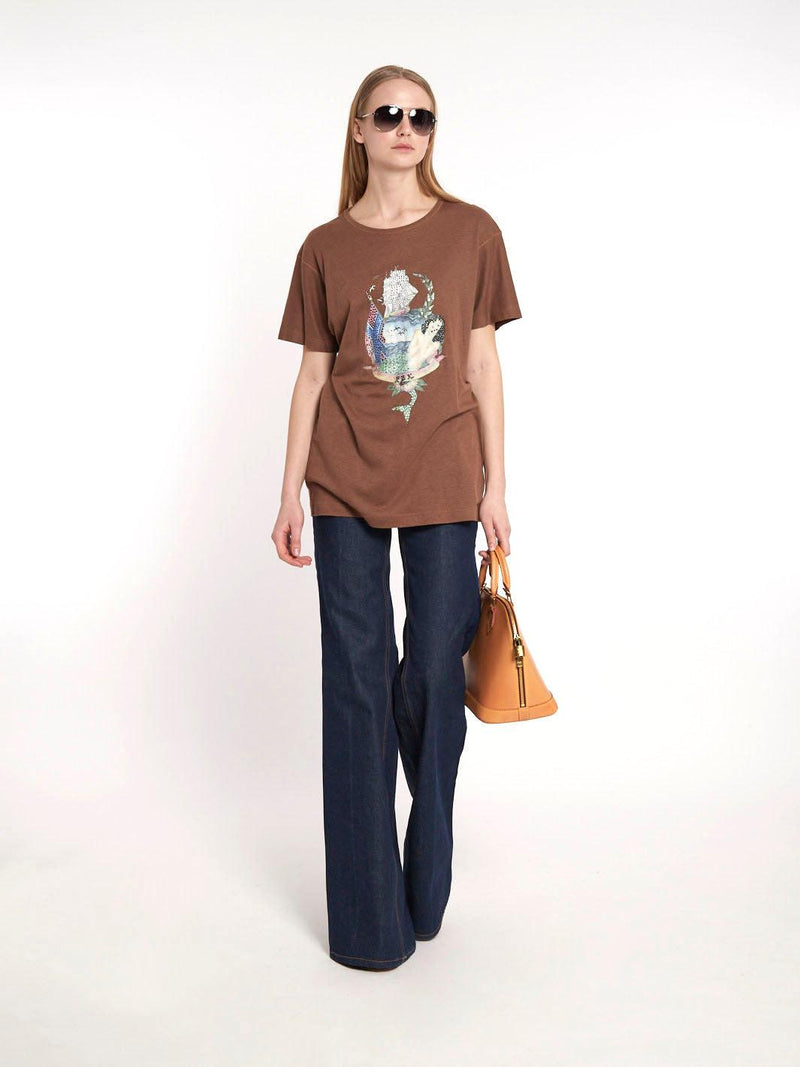 1990s Poi...by Krizia brown t-shirt with maritime themed print M1601970  Krizia Poi... 