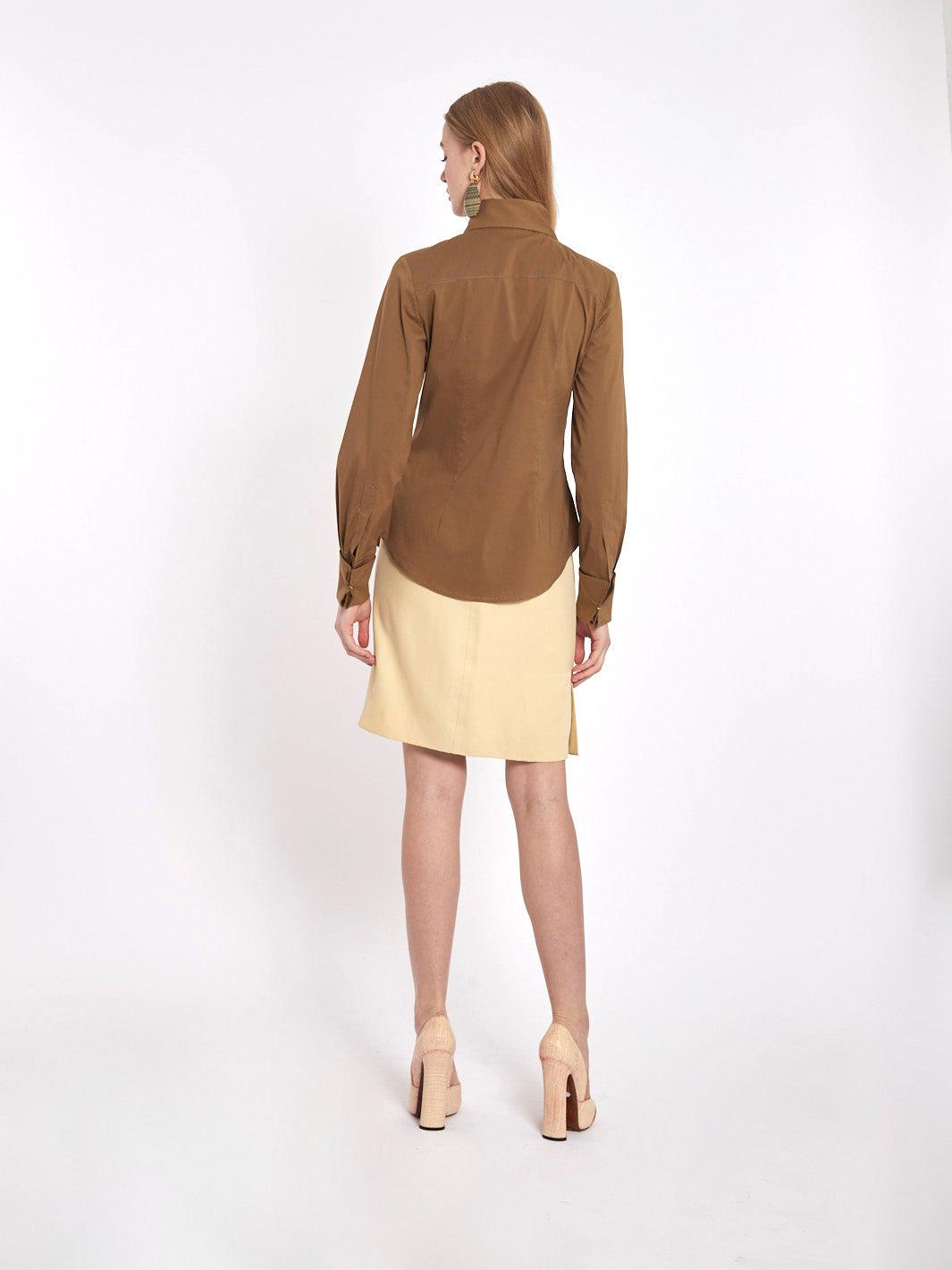 Blumarine Jeans Y2K brown blouse with golden detail on the shoulders MR511263  Blumarine 