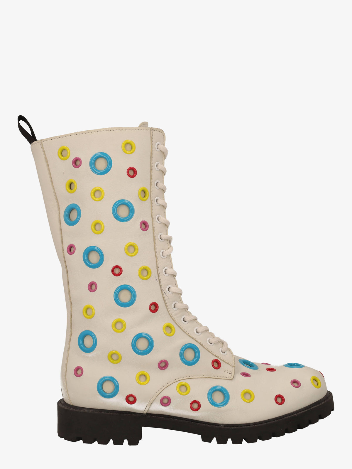 Moschino Combat Boots in White Leather WCV250821.05  Moschino 