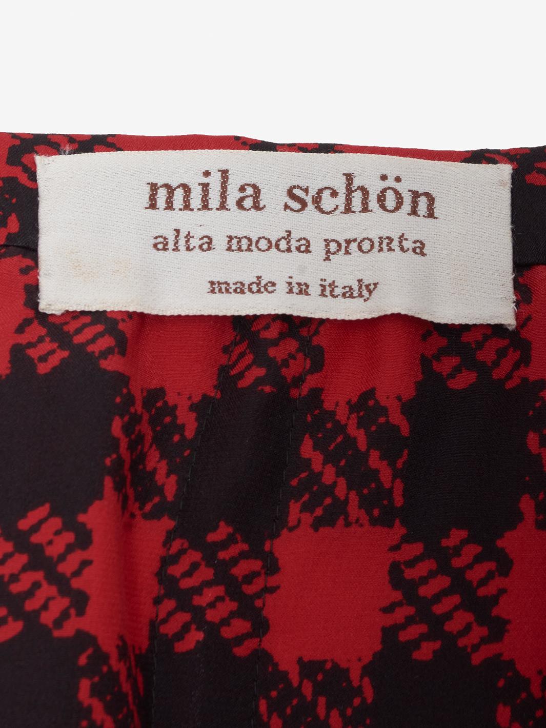 Mila Schön Houndstooth pattern silk skirt and blouse ensemble
