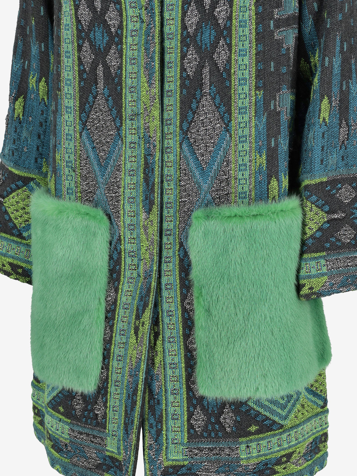 Giada Benincasa Jacquard Coat with Fur Pockets CVM26.6.127  Giada benincasa 