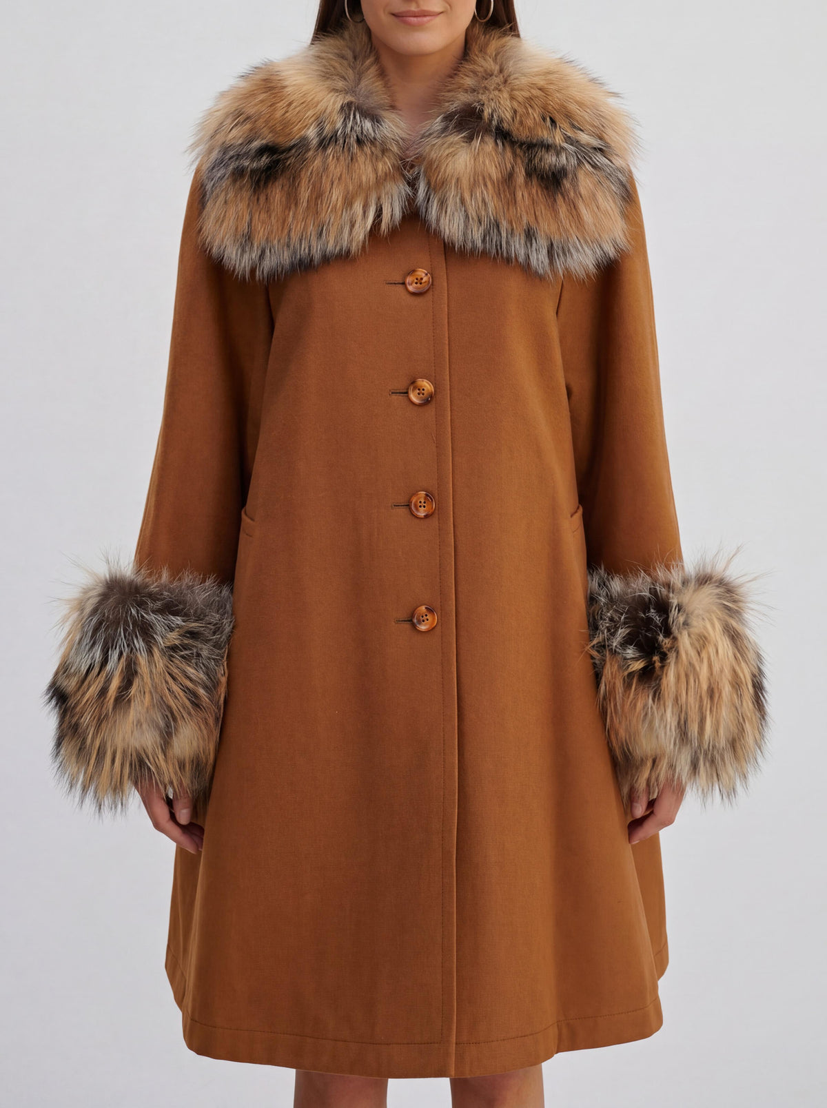 Mario Borsato Coat in Polyester with Fur Inserts CVM26.6.109  Mario Borsato 