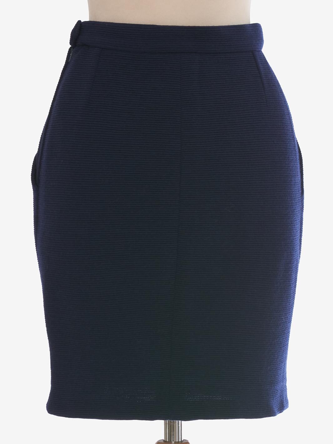Yves Saint Laurent Blue Wool Ribbed Skirt MZ191308  Yves Saint Laurent 