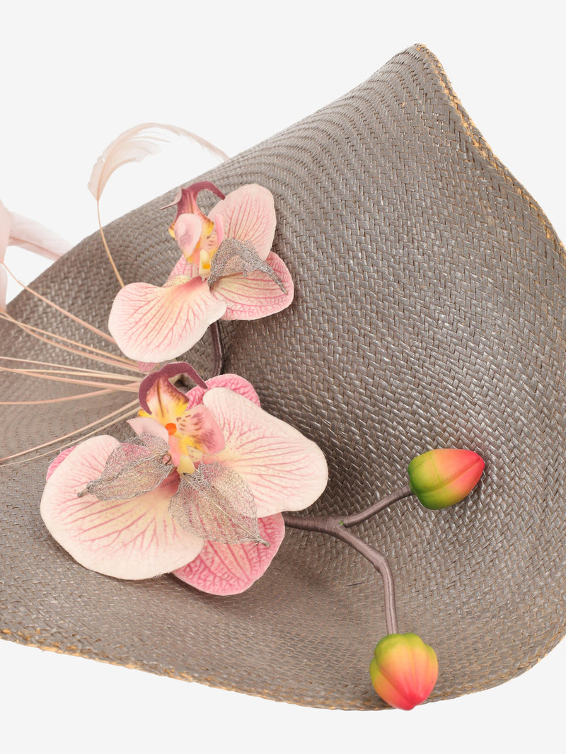 Vintage Fascinator Hat with Pink Orchid Floral Decoration W27526.162  Vintage 