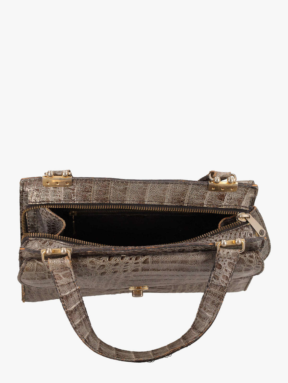 Vintage Grey Leather Handbag W24121234  Vintage 